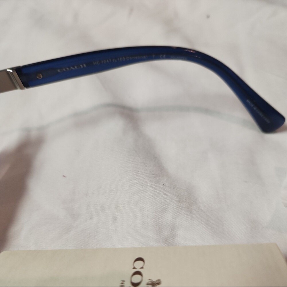 COACH HC7047 L103 Christina Polarized Aviator Sunglasses Silver/Blue Frame 59mm - Picture 7 of 8